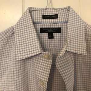 Blue and white check dress shirt